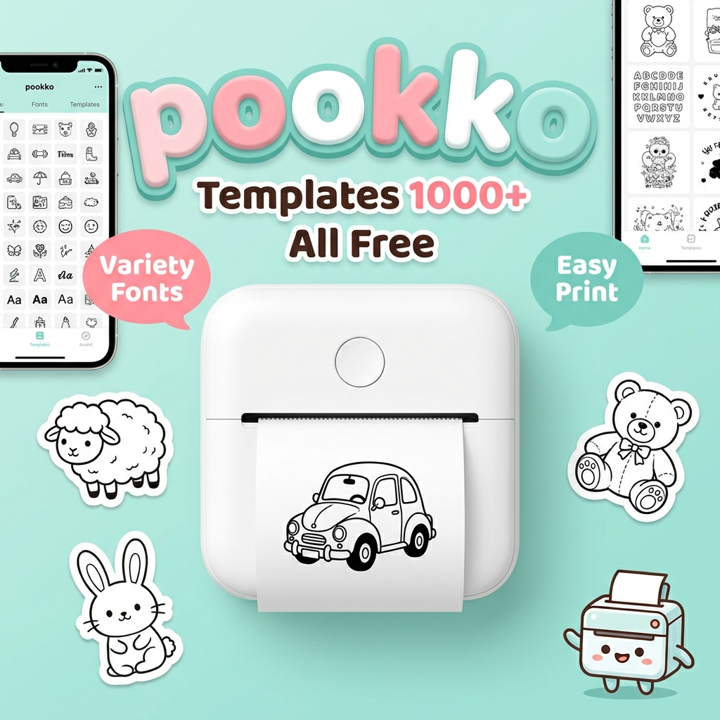 pookko app with 1000+ free templates and fonts