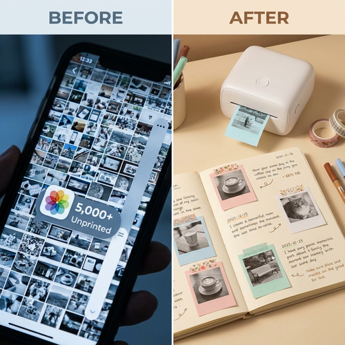 Before and after: photos on your phone printed into a journal
